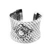 Sterling Silver Handwoven Cuff set with Pearl and Decorated Filigree