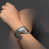 Wide Sterling Silver Cuff with Jawan Bead Decoration - Image 3