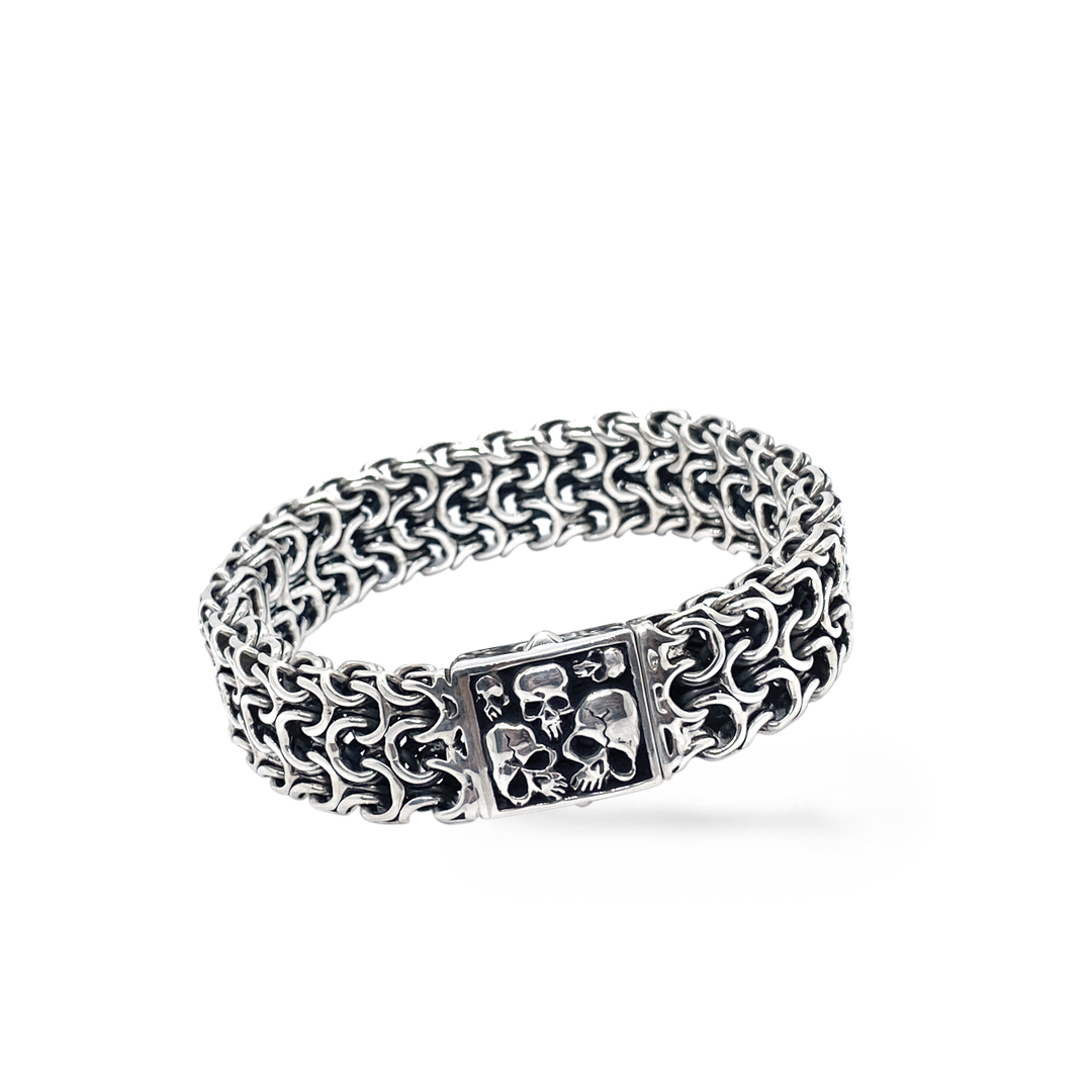 15x6mm Woven Bracelet with Skull Snap Clasp - Image 2